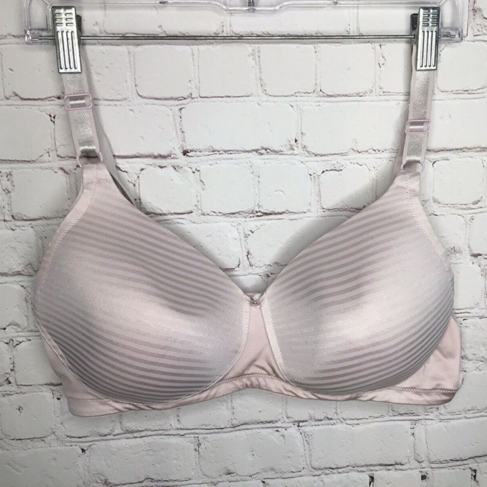 Warner's Women's Pink/Cream Full‎ Coverage Wireless Bra Size 38D